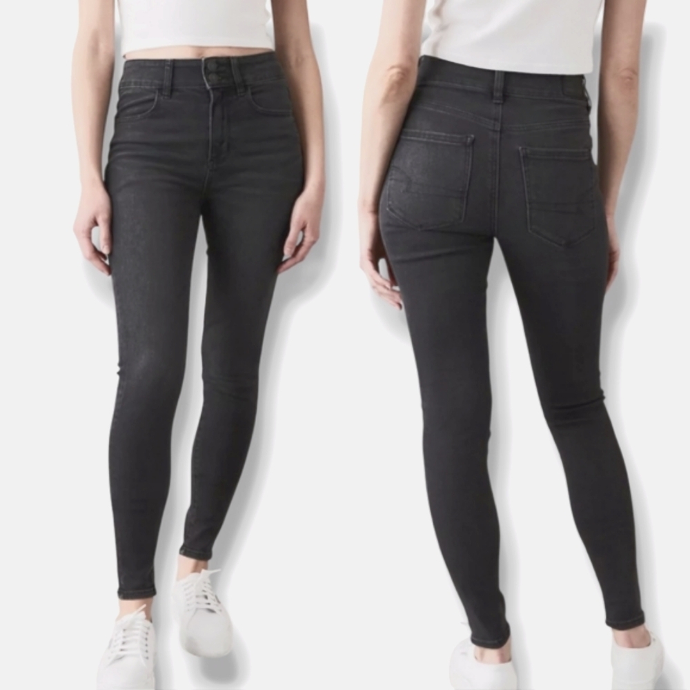 AMERICAN EAGLE Dark Gray Next Level Curvy Super High-Rise Jegging Jeans